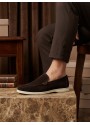 BA0252 %100 İçi Dışı Hakiki Deri Erkek Kahverengi Süet Casual Loafer Termo Taban Ayakkabı