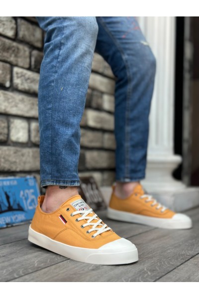 BA0223 BOA Rahat Düz Taban Keten Bağcıklı Sarı Günlük Erkek Ayakkabı BA0223 BOA Rahat Düz Taban Keten Bağcıklı Sarı Günlük Erkek Ayakkabı