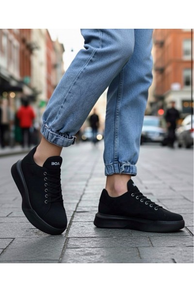 BA0161 Bağcıklı Erkek Yüksek Taban Siyah Spor Ayakkabı BA0161 Bağcıklı Erkek Yüksek Taban Siyah Spor Ayakkabı