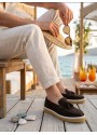BA0250 %100 İçi Dışı Hakiki Deri Erkek Kahverengi Süet Casual Loafer Püskül Detaylı Kauçuk Rahat Taban Dikişli Ayakkabı