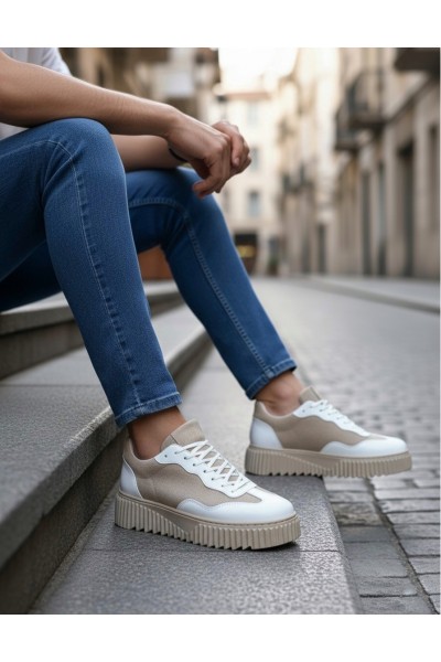 BA0802 BOA Krem Süet Yüksek Taban Erkek Günlük Ayakkabı