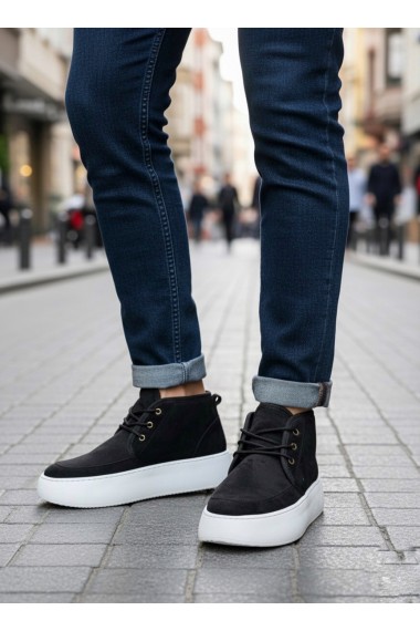 BA0550 İçi Kürklü Bağcıklı Siyah Erkek Tarz Spor Bot