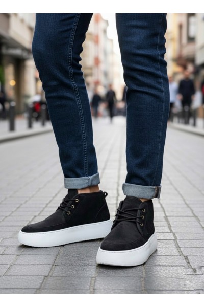 BA0550 İçi Kürklü Bağcıklı Siyah Erkek Tarz Spor Bot