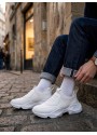 BA0402 Bağcıksız Rahat Yüksek Taban Beyaz Erkek Spor Yarım Bilek Bot
