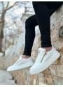 SNR-308 BOA Kalın Yüksek Taban Çift Fermuarlı Beyaz Erkek Ayakkabı