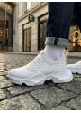 BA0402 Bağcıksız Rahat Yüksek Taban Beyaz Erkek Spor Yarım Bilek Bot