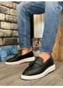 BA0005 Bağcıksız Yüksek Beyaz Taban Klasik Cilt Deri Püsküllü Corcik Erkek Ayakkabı
