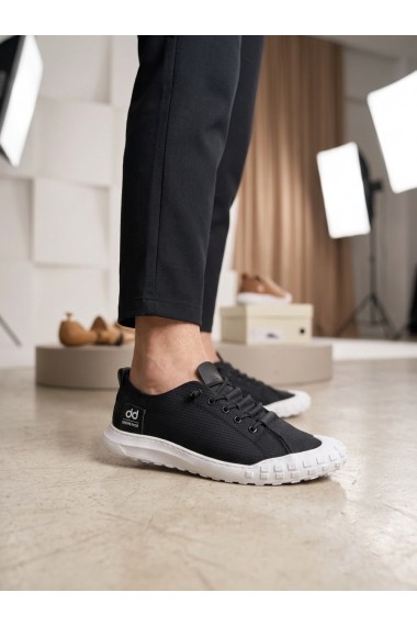 BA0248 BOA Siyah Beyaz Taban Esnek Bağcıklı Ultra Hafif Nefes Alan Sneaker Ayakkabı