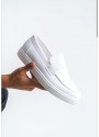 BA0580 Bağcıksız Kuşaklı Yüksek Taban Beyaz Cilt Erkek Ayakkabı