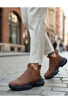 BA0401 Bağcıksız Rahat Yüksek Taban Taba Erkek Spor Yarım Bilek Bot